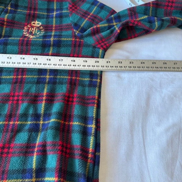 Lauren Ralph Lauren Tartan Plaid Fleece Nightdress Long Sleeve Crest Logo Pocket - Picture 10 of 14